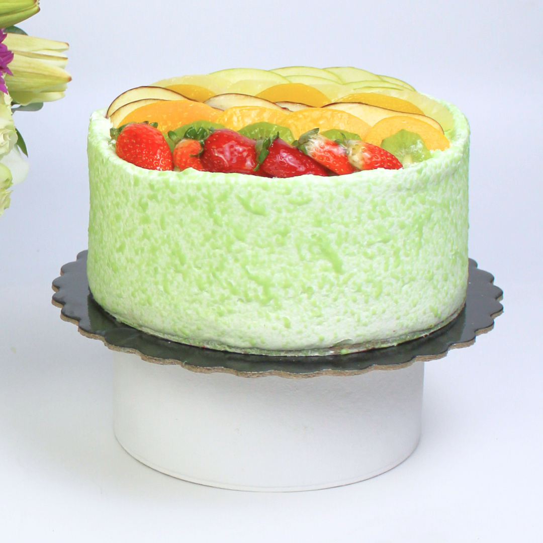 Fruit Cake + Flowers bundle (Cake shop)