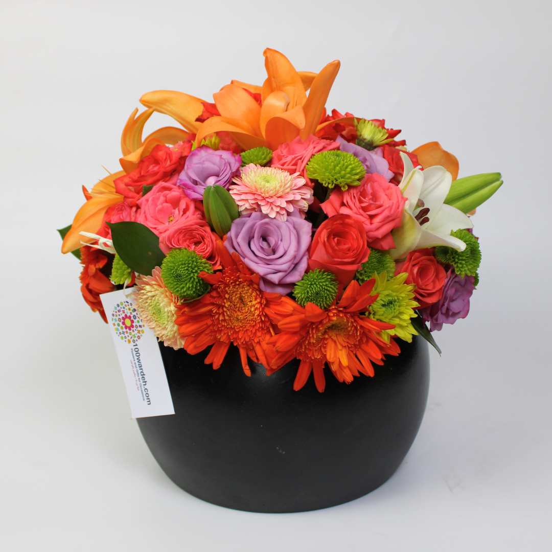 Black Pot Colorful Arrangement