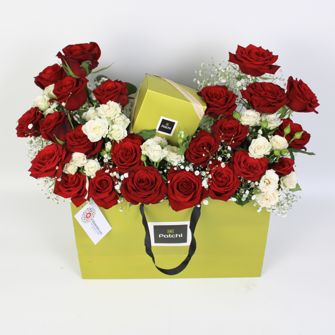 Elegant Roses & Patchi Delight Gift Set