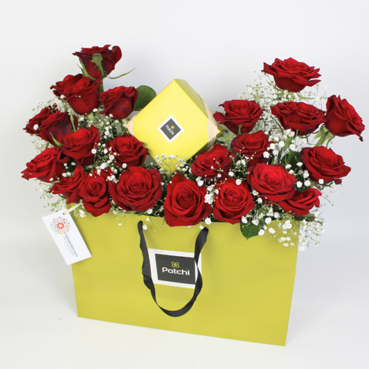 Elegant Roses & Patchi Delight Gift Set