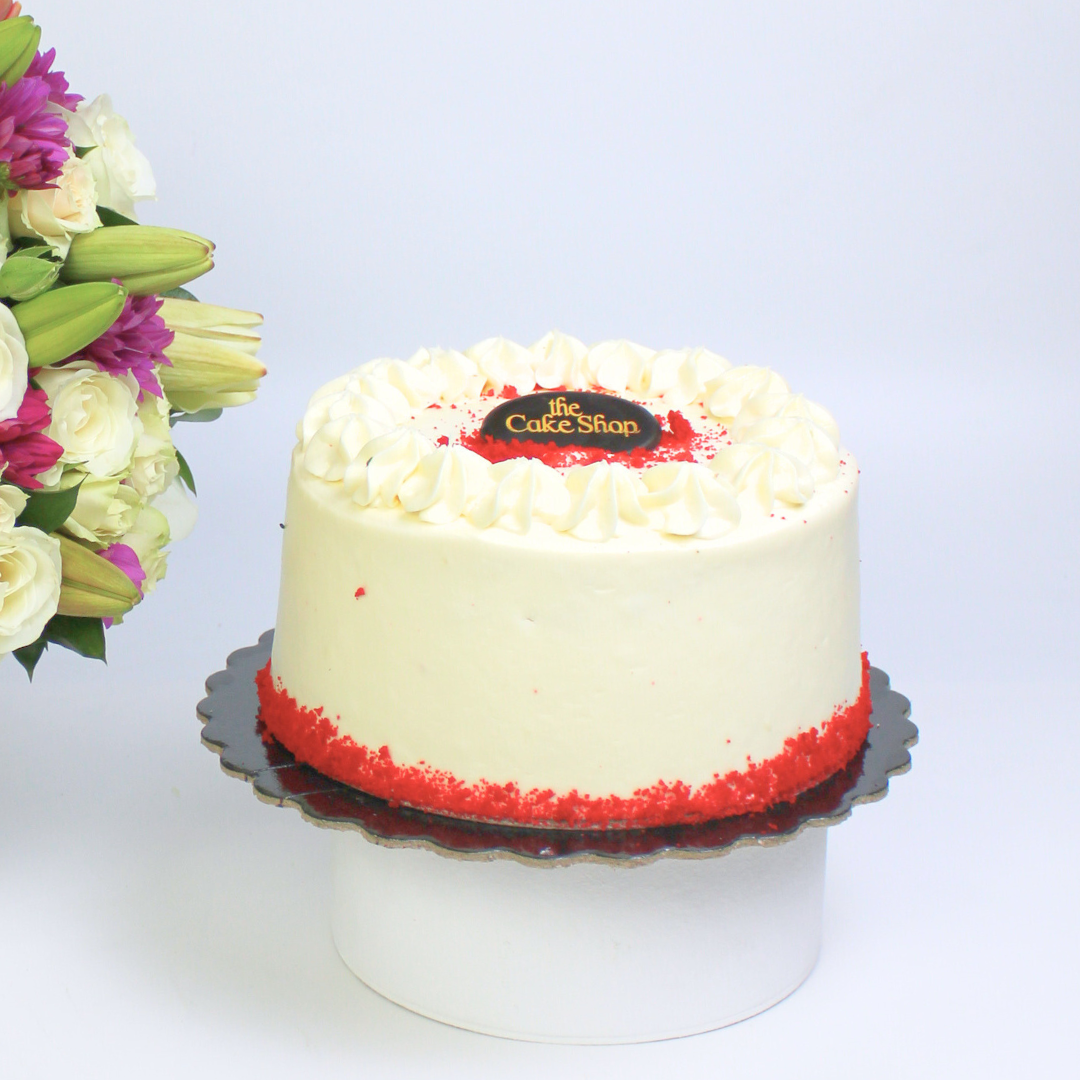 Red Velvet Cake + Flowers bundle (Cake shop)