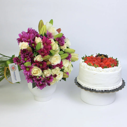Strawberry Cake + Flowers
