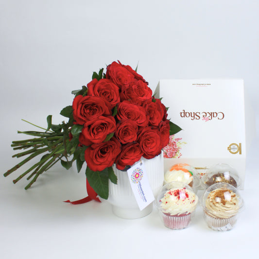 Red Roses + Cupcake bundle (Cake Shop)